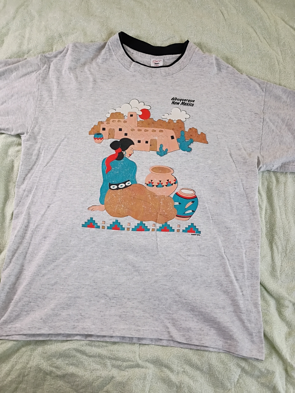 90's Albuquerque New Mexico Native Art Graphic T-Shirt - Light Gray